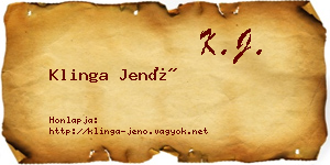 Klinga Jenő névjegykártya